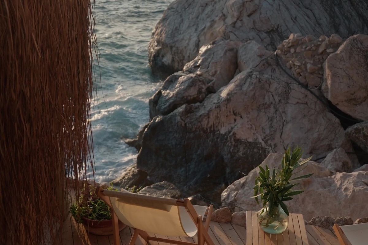 A chef's table set on the rocks above Akdeniz at Perdue