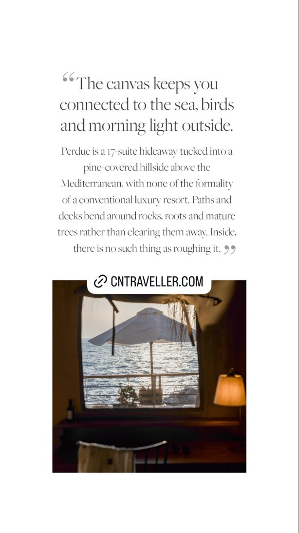 Condé Nast Traveller feature on Perdue
